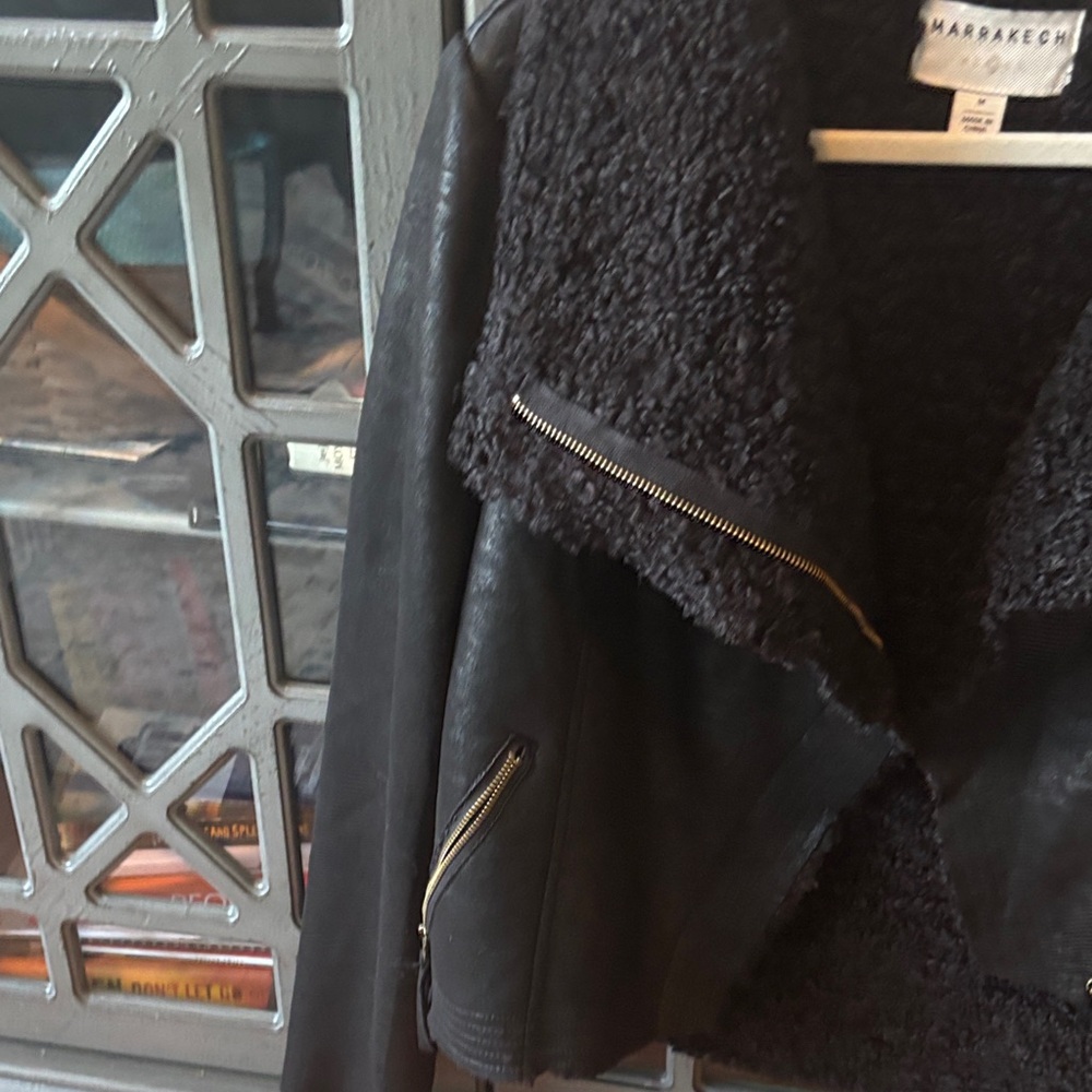 Marrakech Black Shearling Leather Jacket - image 4